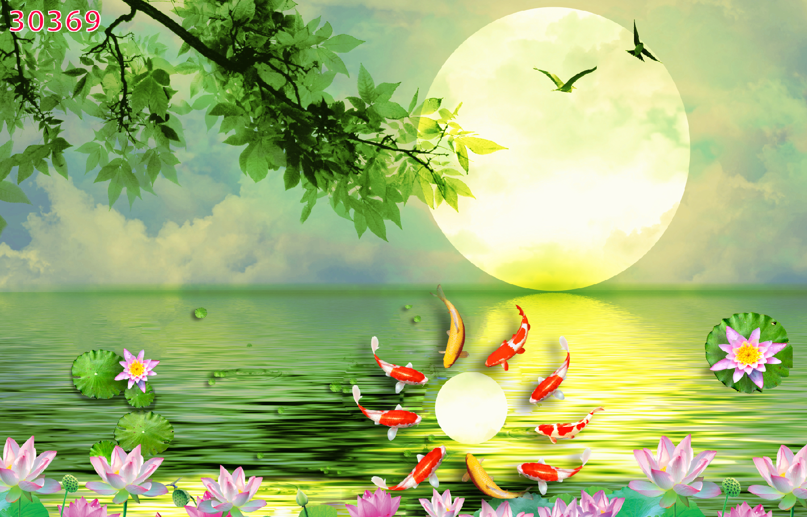 mau-tranh-canvas-ca-chep-trong-trang-30369