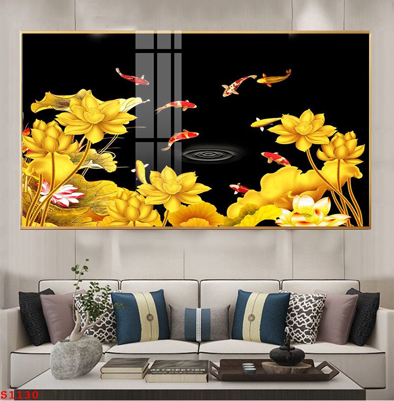tranh-trang-guong-phong-thuy-ca-chep-hoa-sen-s1130