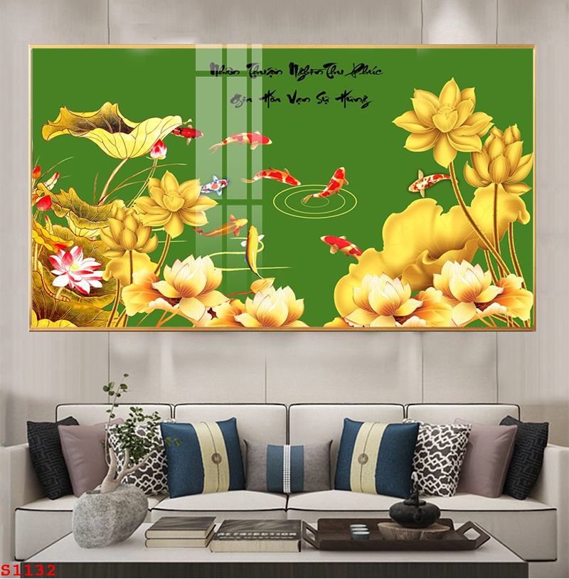 tranh-trang-guong-phong-thuy-ca-chep-hoa-sen-s1132