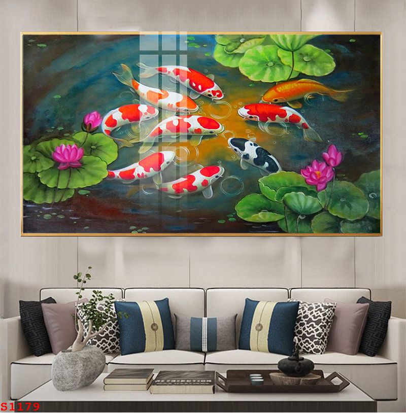 tranh-trang-guong-phong-thuy-ca-chep-hoa-sen-s1179