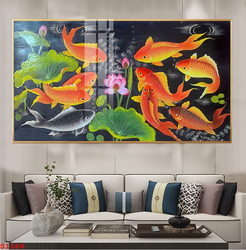 tranh-trang-guong-phong-thuy-ca-chep-hoa-sen-s1180