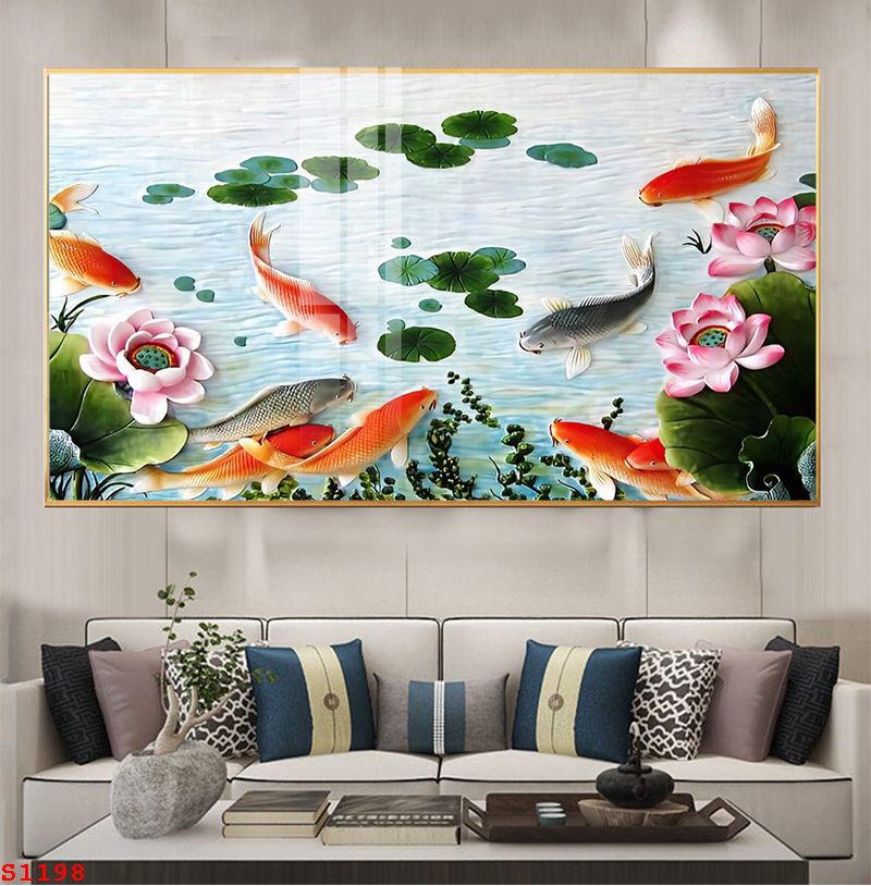 tranh-trang-guong-phong-thuy-ca-chep-hoa-sen-s1198