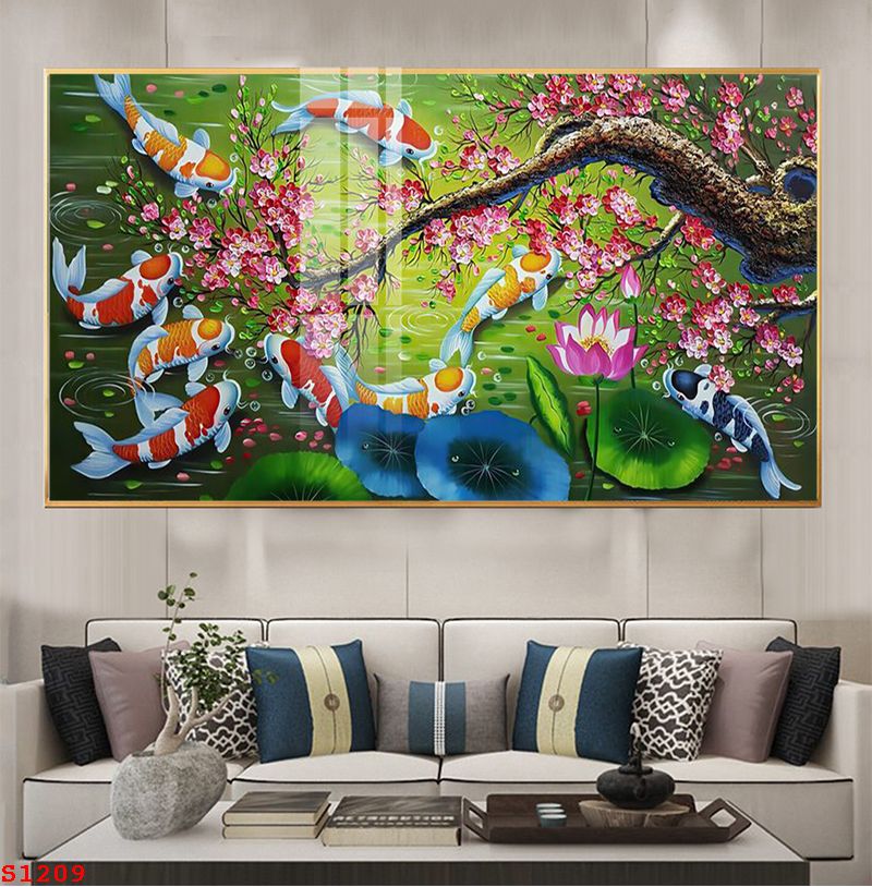 tranh-trang-guong-phong-thuy-ca-chep-hoa-sen-s1209