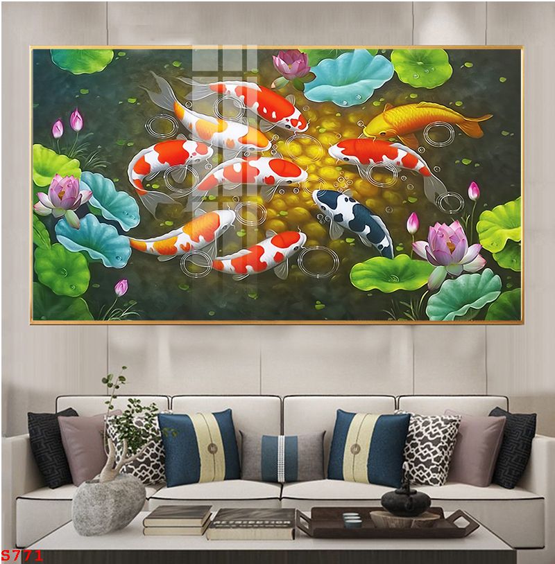 tranh-trang-guong-phong-thuy-ca-chep-hoa-sen-s771