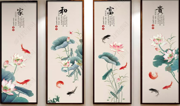 mau-tranh-canvas-tu-quy-bon-mua-hoa-sen-48